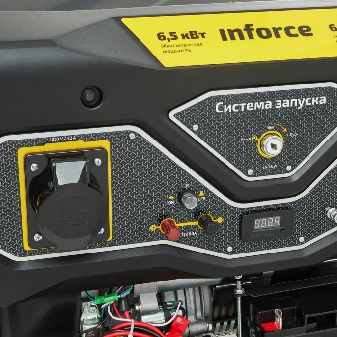 Бензиновый генератор 6,5 кВт; эл.стартер; ATS, колёса и ручки Inforce GL 6500 04-03-15