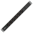 Блок розеток с кабелем с евровилкой ExeGate ServerPro PDU-19H602 Al-6S-EU2CU (19", 1U, Алюминий, 6*EU/Тип F(Schuko), Евровилка EU/Тип F(Schuko) VDE-250V-16A-3*1.5mm2, медь, 2метра, индикатор питания, черный, RTL) EX280827RUS