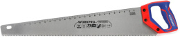 Ножовка WorkPro WP215009 600мм эргономичная ручка, со шкалой, прочное пильное полотно SK5, острые трехгранные зубья, конструкция 11 TPI, подходит для твердых пород древесины, бамбука, ПВХ