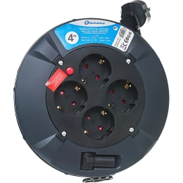 Кабельный барабан Electraline FIXED PANEL с 4 гнездами кабель ПВС 3x1,0-4М 49076