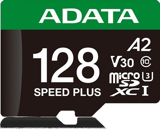 Карта памяти microSDXC UHS-I U3 A-Data Speed Plus 128 ГБ, 180 МБ/с, Class 10, UD128GUI3V30A2SP-RA1, 1 шт., переходник SD