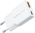 Сетевое зар./устр. Digma Pro DPW2A 20W 3A PD+QC USB-C/USB-A универсальное белый DPW2A2GX11WH