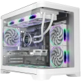 Корпус 1stPlayer UV6 Белый UV6-WH-2FC7R-W-1FC7-W материал: сталь SPCC, толщина стенок: 0.6 мм, окно: закалённое стекло, 2хUSB3.0, Audio, без БП, 2x3.5” и 3x2.5″, 4 слота расширения