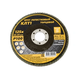 Круг лепестковый торцевой КЛТ1 прямой 125x22 мм, P100, 10 шт MOSTEK 3312510