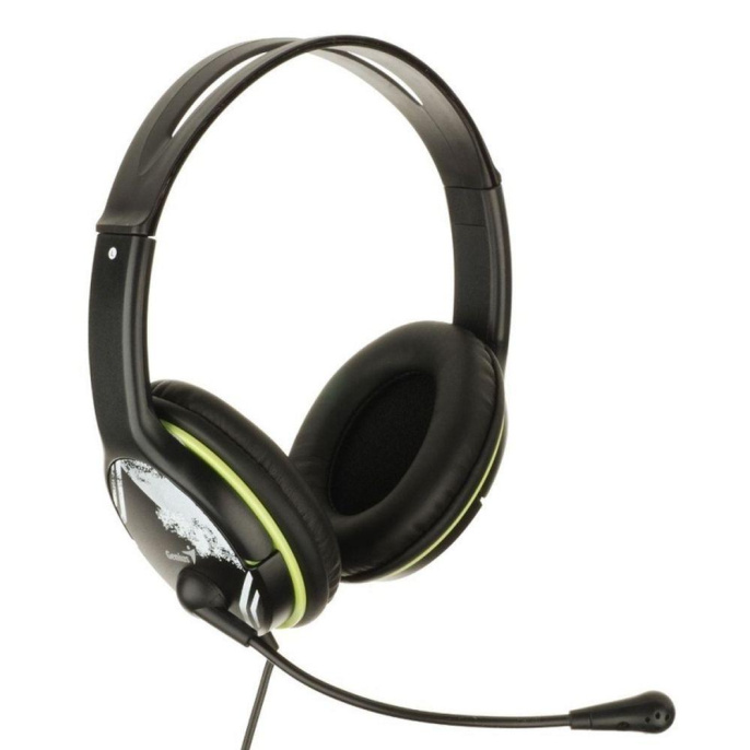 Гарнитура Genius HS-400A, 2х mini jack 3.5mm, полноразмерные наушники, регулятор громкости на проводе, длина провода 1,8м