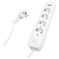 Удлинитель STEKKER 4-местный c/з 3x1 мм2, 3 м, 250В, 10А, 2USB+1Type-C 2,4А, серия Home, белый HM08-43-02, 49978