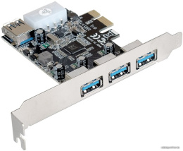 Контроллер ExeGate EXE-367 (PCI-E x1 v2.0, 3*USB3.0 ext. + 1*USB3.0 int., разъем доп.питания, VIA Labs Chipset VL805) EX283720RUS