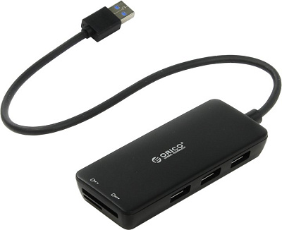 USB-хаб ORICO H3TS-U3-BK, USB 3.0 на 3xUSB 3.0, картридер SD/MicroSD, Черный ORICO-H3TS-U3-BK