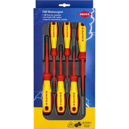 Набор тонких отверток KNIPEX VDE 1000В, 6 пр, SL2.5/4.0 шлиц, PH1/2 крест., PZ1/2, KN-002012V04