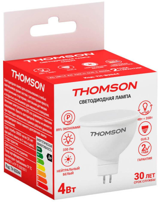 Лампа LED Thomson GU5.3,  рефлектор, 4Вт, TH-B2044