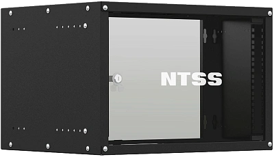 Шкаф коммутационный NTSS Lime (NTSS-WL6U5535GS-BL) настенный 6U 550x350мм пер.дв.стекл несъемн.бок.пан. 30кг черный 270мм 8.4кг 110град. 370мм IP20 сталь