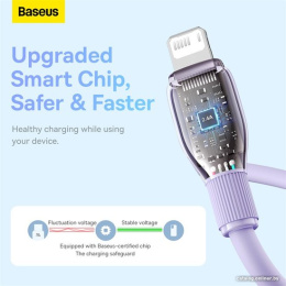 Кабель Baseus P10355700511-00 Pudding Series Fast Charging USB to iP 2.4A 1.2m Nebula Purple передача данных: 480 Мбит/с, поддержка быстрой зарядки