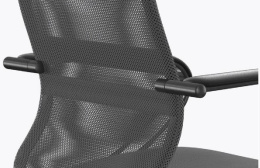 Кресло МЕТТА SU-B-8, сетка/ткань, до 120кг, топ-ган, фиксированные подлокотники,  светло-серый