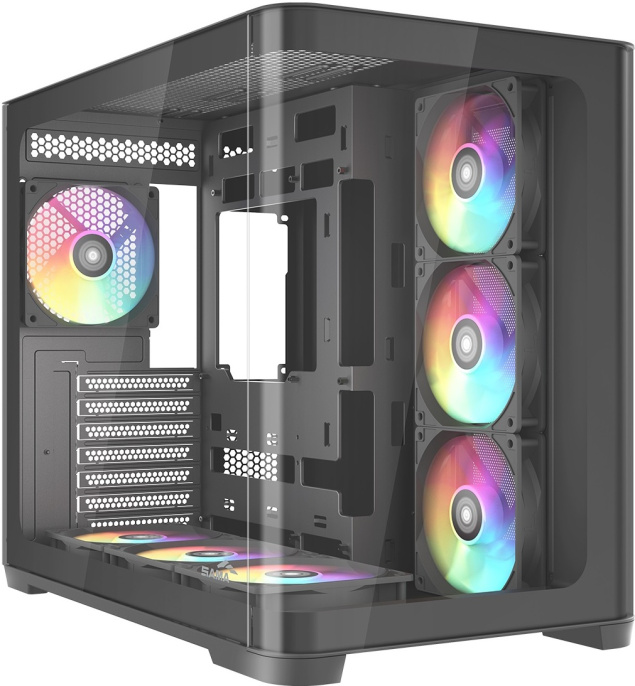 Корпус ПК без блока питания Case SAMA V60 Black, Midi-Tower, TG, 7x120mm ARGB, 2xUSB 3.0 + 1xUSB 3.1 Type-C, ATX, mATX, mITX Black V60-BKADA7X1-GL