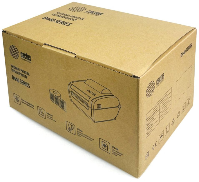 Термопринтер Cactus CS-TP-D440UB 203dpi 160мм/с/USB/BT для печ.этик. черный