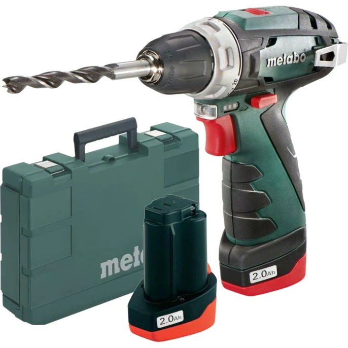 Аккумуляторная дрель-шуруповерт Metabo PowerMaxx BS 12 В, 2х2 Ач, Li-Ion, LC40, патрон, кейс 600080500