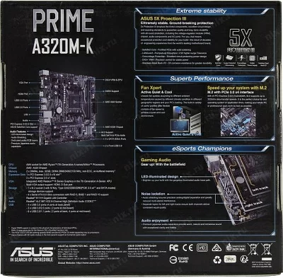 Материнская плата ASUS PRIME A320M-K 90MB0TV0-M0EAY0 (RTL) AM4 A320 PCI-E Dsub+HDMI GbLAN SATA RAID MicroATX 2DDR4