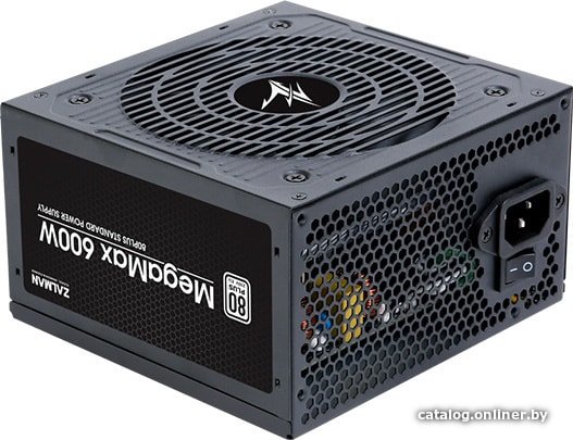 Блок питания ZALMAN 600W MegaMax V2 черный (ATX, 80+, APFC, 20+4P, 2xPCIe 6+2P, 4хMolex, 6xSATA, 120mm fan, RTL) (ZM600-TXII)
