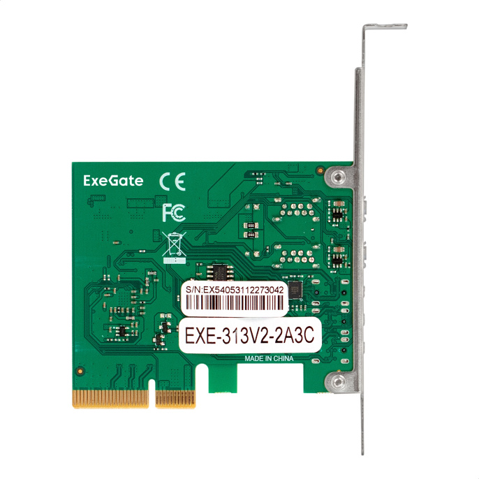 Контроллер ExeGate EXE-313V2-2A3C 10Gbps PCI-E x4 v3.0, USB3.2 Gen2 2xType-A + 3xType-C ext., SuperSpeed+ скорость до 10 Гбит/с. EX299800RUS