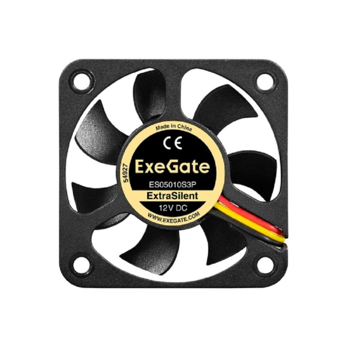 Вентилятор 12В DC ExeGate ExtraSilent ES05010S3P (50x50x10 мм, Sleeve bearing (подшипник скольжения), 3pin, 4000RPM, 22dBA) EX297018RUS