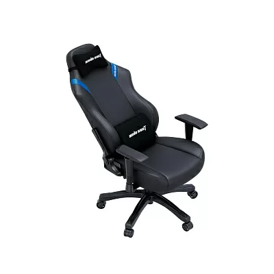 Кресло игровое Anda Seat Luna series цвет черный с синими вставками, размер L (110кг), материал ПВХ (модель AD18)