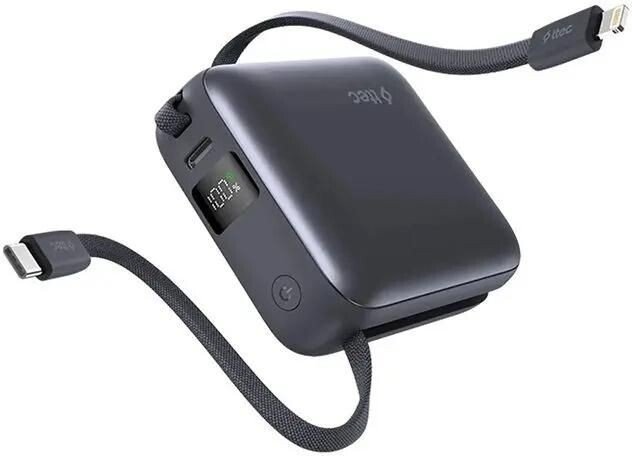 Внешний аккумулятор TTEC 2BB231GR ReCharger Mini LCD 10000mAh USB-C PD 20W Powerbank с кабелем USB-C&Lightning. Цвет: серый