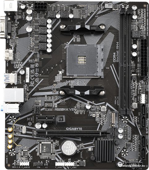 Материнская плата GigaByte A520M K V2 rev. 1.1 mATX, 23.3cmx19.8cm, AMD A520, 2xDDR4 DIMM, 5100МГц, до 64 Гб, звук 7.1, 4xSATA3.0 6Gb/s , 1xM.2, 1xPCIe3.0x16, 1xPCIe3.0x1