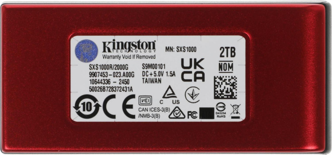 Внешний диск SSD Kingston XS1000 SXS1000R/2000G, 2ТБ, красный