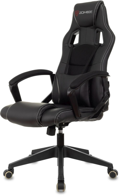Кресло игровое ZOMBIE Arena, ткань/экокожа, до 120кг, черный (ZOMBIE ARENA BLACK)