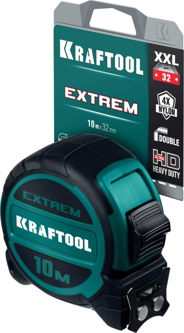Рулетка геодезическая Kraftool 34127-10,  10м x32мм,  двусторонний магнитный