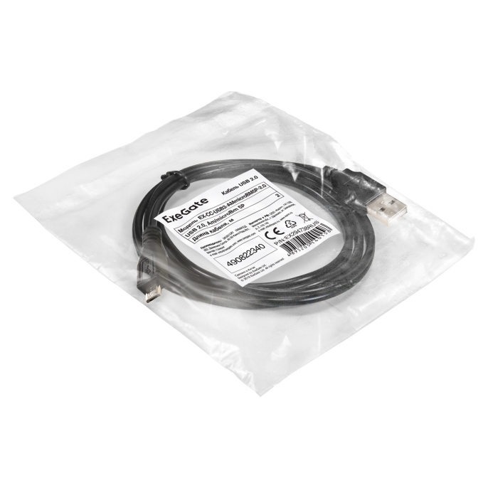 Кабель USB 2.0 ExeGate EX-CC-USB2-AMmicroBM5P-2.0 (Am/microBm 5P, 2м) EX294738RUS