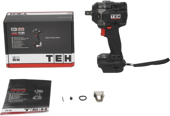 Гайковерт TEH LW600N (мах крутящий момент: 600 нм, 3 режима работы, патрон: 1/2 дюйма с отверстием и фрикционным кольцом, поставляется в коробке без акб и зу)
