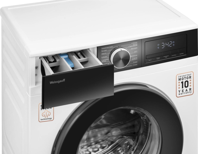 Стиральная машина WEISSGAUFF WM 45610 Inverter Steam, с фронтальной загрузкой, 6кг, 1000об/мин, с паром, инверторная