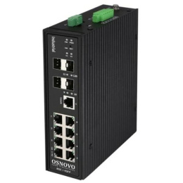 Промышленный коммутатор Gigabit Ethernet OSNOVO SW-70804/ILS Промышленный управляемый L2+ коммутатор Gigabit Ethernet на 8GE RJ45 + 4 GE SFP порта с функцией мониторинга температуры/ влажности/ напряжения. Порты: 8 x GE 10/100/1000Base-T
