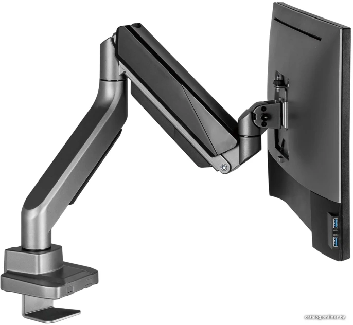 Кронштейн для монитора ErgoSmart Heavy-Duty серебристый, 1 монитор, 17-49", настольный, регулировка высоты/поворота, VESA75/100