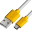 GCR Кабель 1.0m MicroUSB, белый, желтые коннекторы, быстрая зарядка, 28/24 AWG, GCR-53221