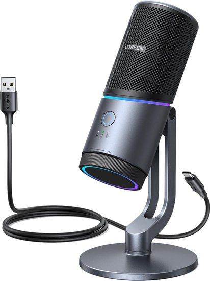 Микрофон UGREEN CM769 35629 Desktop USB Microphone with RGB Lights. Цвет: серый