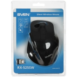 Беспроводная мышь Sven RX-525SW чёрная бесшумн. кл., 5+1кл. 600-1400DPI, Soft-touch, блист. SV-021849