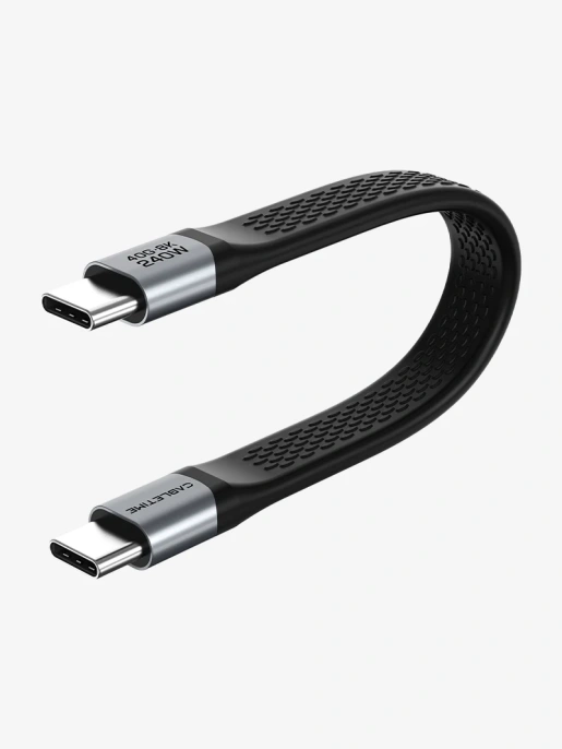 Плоский кабель USB4 CABLETIME CU45B (CT-FU4-AG) 0.15 м, черный 40Гбит/с, 8K/60 Гц, 240Вт