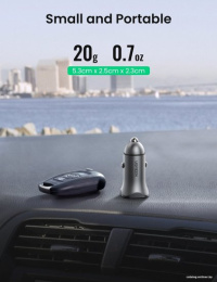Автомобильное зарядное устройство UGREEN CD130 30780 USB-C PD+USB-A QC 24W Fast Car Charger. Цвет: серый космос (30780_)