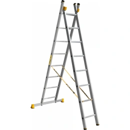 Лестница алюминиевая Алюмет 2х8 ступеней универсальная двухсекционная профессиональная P2 9208