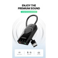 Аудио переходник UGREEN CM129-40964 USB to AUX 3.5mm, Mic & Ear, выход 1 - зеленый порт 3,5 мм для наушников, выход 2 - красный порт 3,5 мм для микрофона, выход 3 - комбинированный разъём для гарнитуры, функция отключения наушников и микрофона и регулято