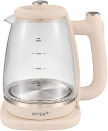 Чайник электрический Vitek VT-WK1072 1.7л. 1800Вт слоновая кость корпус: стекло