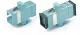 Hyperline FA-P11Z-SC/SC-N/BK-AQ Оптический проходной адаптер SC-SC, MM (OM3), simplex, корпус пластиковый, голубой (aqua), черные колпачки