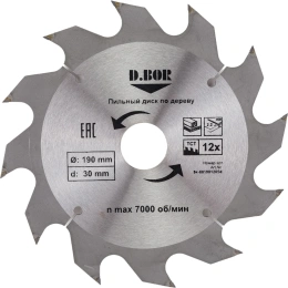 Диск пильный по дереву (190х30/25.4 мм; Z12) D.BOR 9K-801901205D