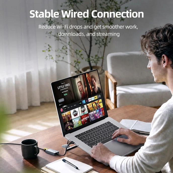 Адаптер CABLETIME CB58G CT-ACML5-AG USB A+C 3.0 — RJ45 5 Гбит/с - Space Grey