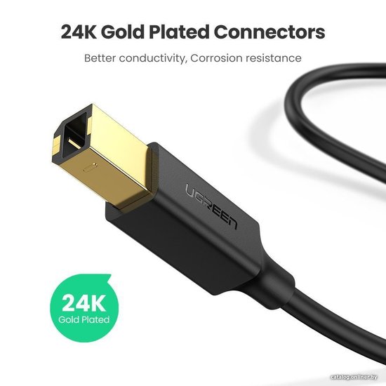 Кабель для принтера UGREEN US135 20847 USB 2.0 Am to USB-Bm Print Cable. Длина: 2 м. Цвет: черный