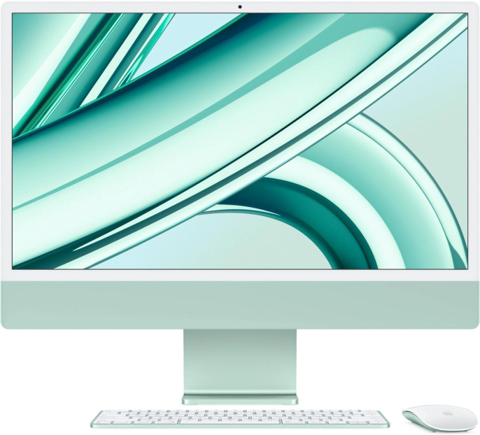 Моноблок Apple iMac A2873 24" 4.5K M3 8 core 4 8Gb SSD256Gb 10 core GPU macOS WiFi BT 143W клавиатура мышь Cam зеленый 4480x2520 (MQRN3HN/A)
