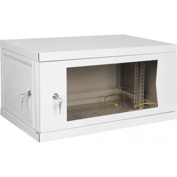 Настенный разборный шкаф КДДС 19", 6U, стеклянная дверь, 600x350, серый УТ000003573