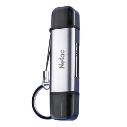 Картридер Netac WK13 WK13GYCN USB3.2 SD, SDHC, SDXC, microSD, microSDHC, microSDXC, USB Type-A/USB Type-С, Серебристый